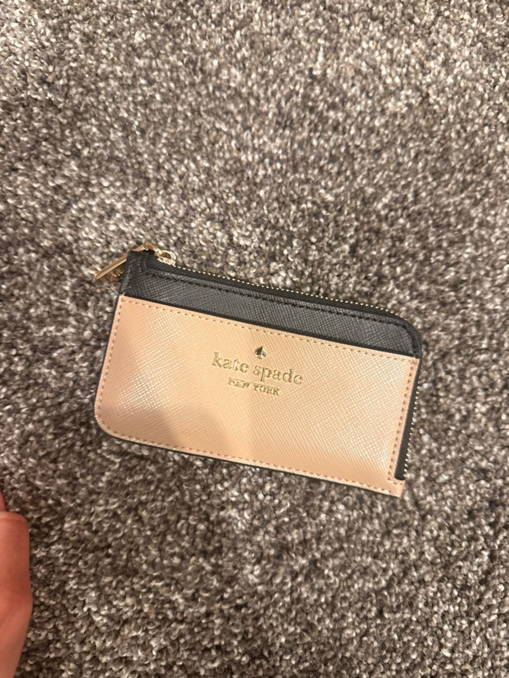 kate spade Pink and Black Saffiano Leather Zip Card Case